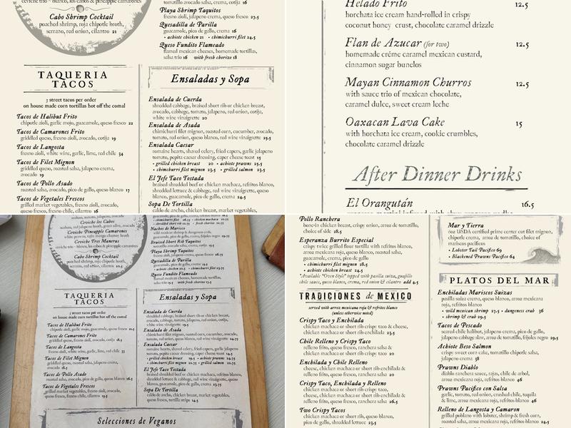 Palmilla Cocina y Tequila - Newport Beach Menu