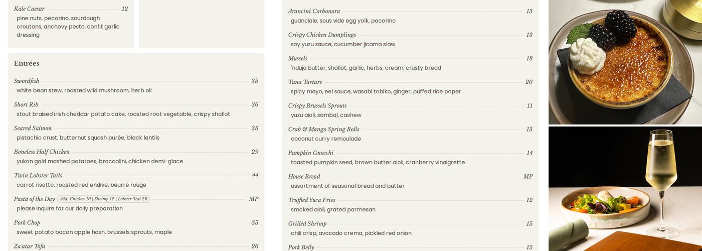 Thyme Rooftop Grille Menu