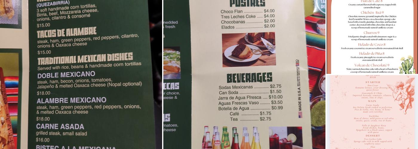 Los Machetes Menu