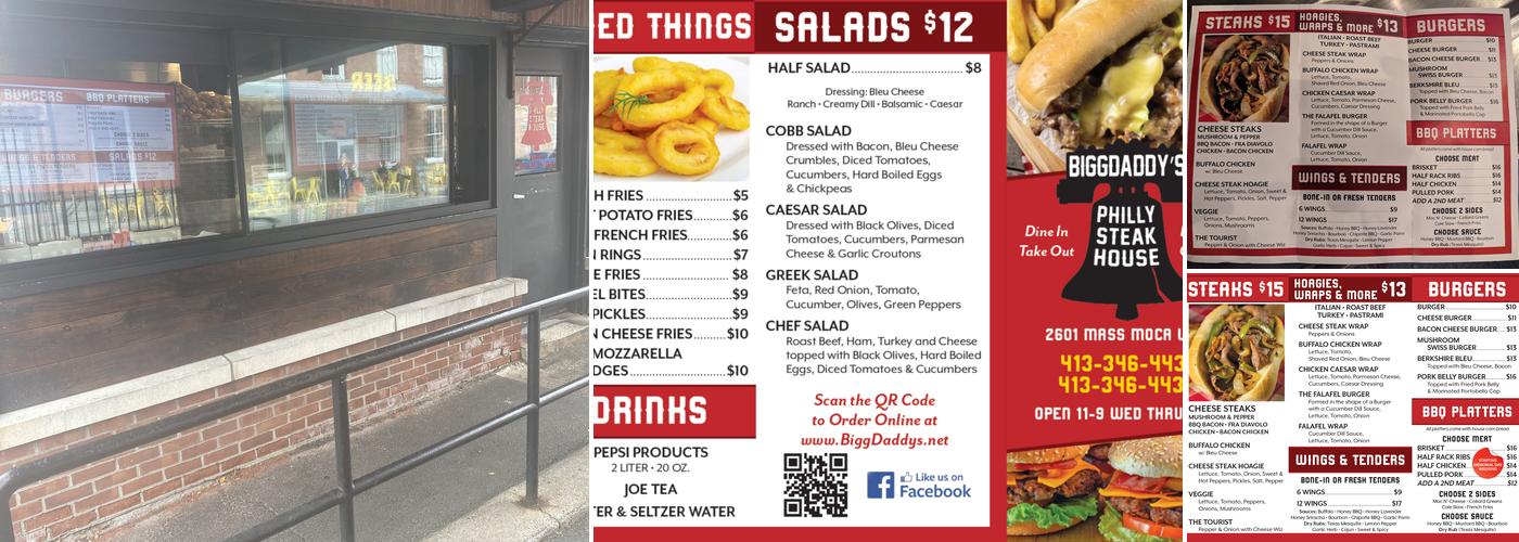 Bigg Daddy’s Philly Steak House Menu