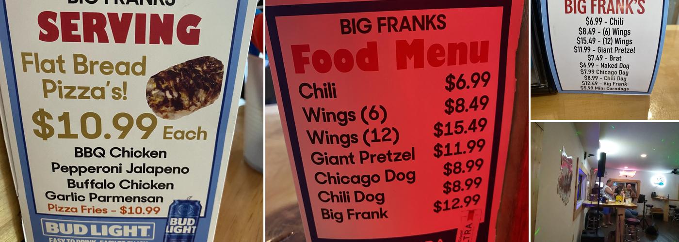 Big Franks Bar Menu