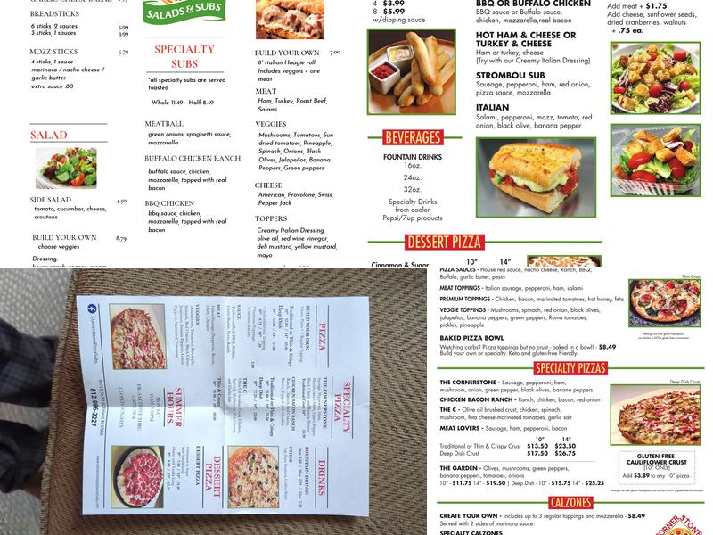 Cornerstone Pizza and Subs Menu
