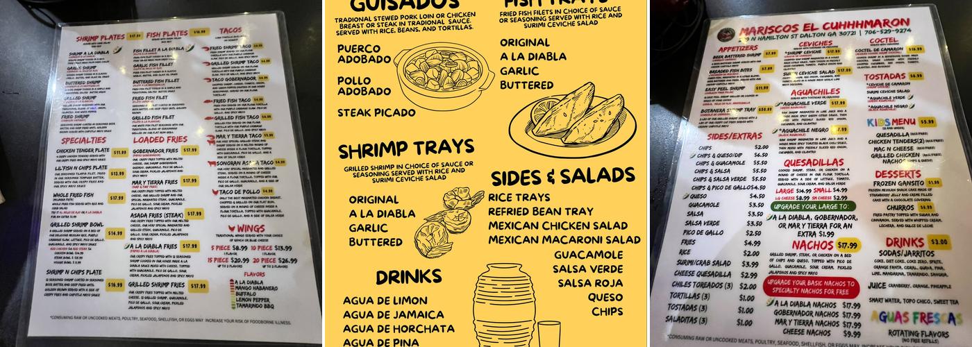 Mariscos El Cuhhhmaron Menu