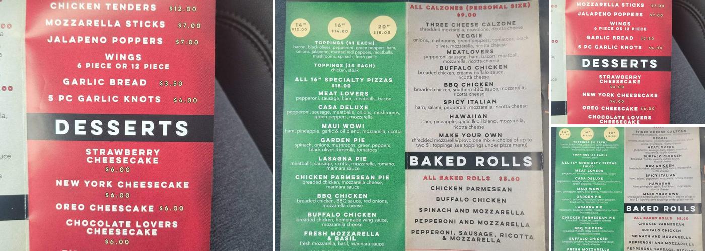 Casa D'Amici Menu