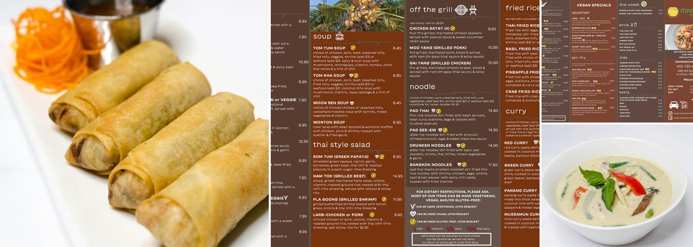 Maprow Thai Menu