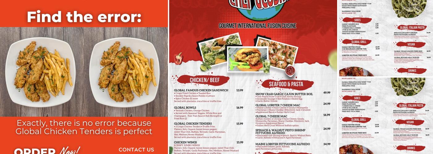 Chef Global’s Kitchen Menu