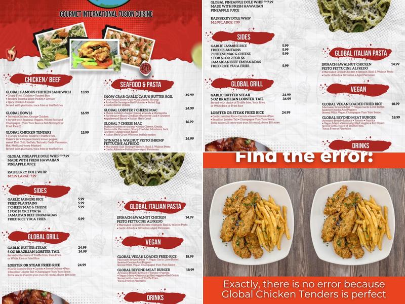 Chef Global’s Kitchen Menu