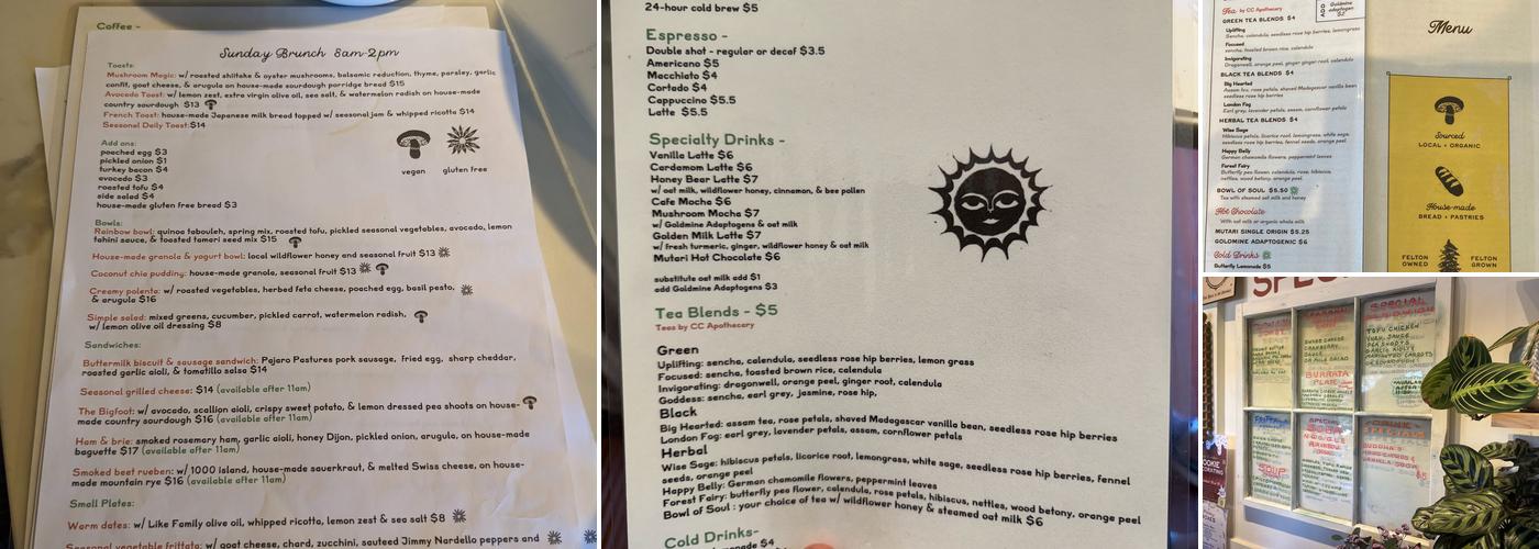 The Grove Cafe and Bakery Menu