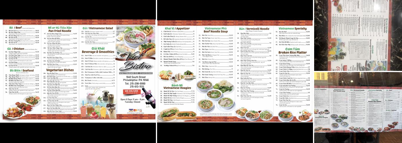 Viet Bistro 2 llc Menu