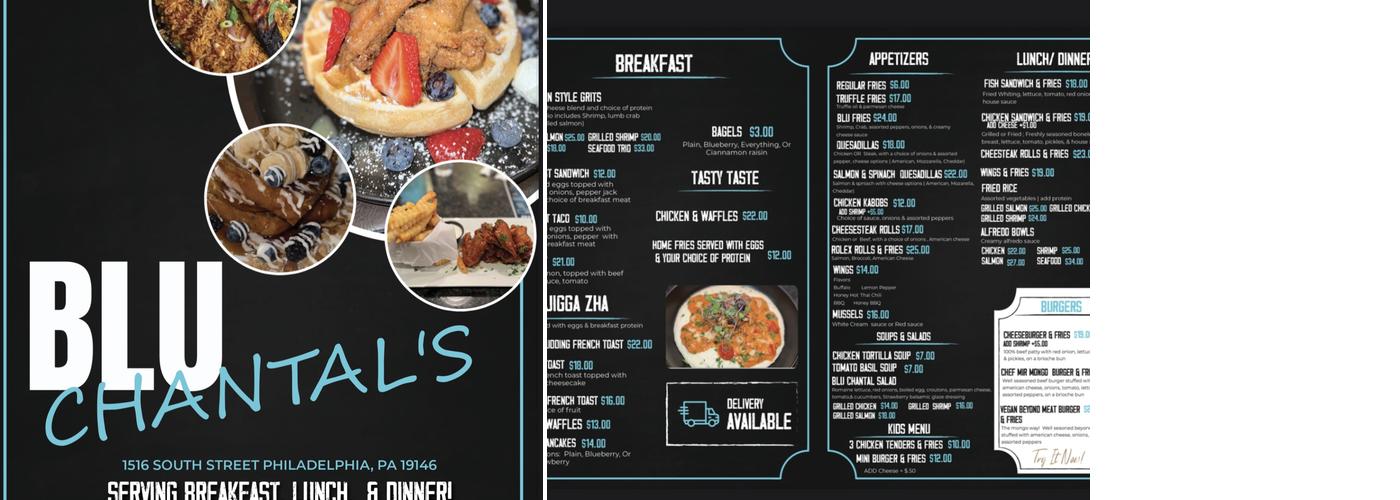 Blu chantals Menu