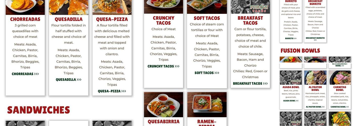 FUSION TACOS DOWNTOWN Menu