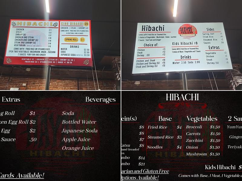 Hayai Hibachi Menu