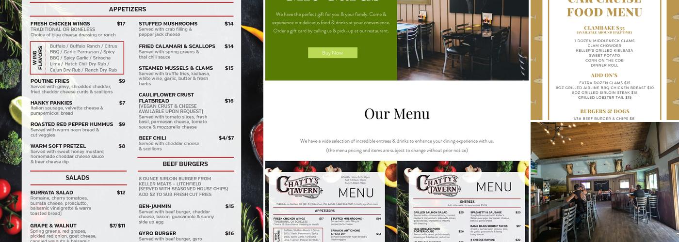 Chatty's Tavern Menu