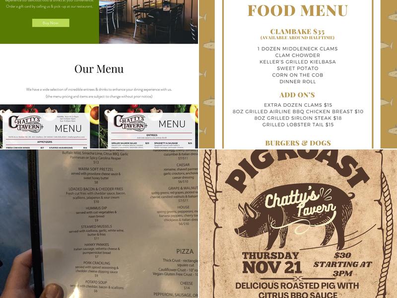 Chatty's Tavern Menu
