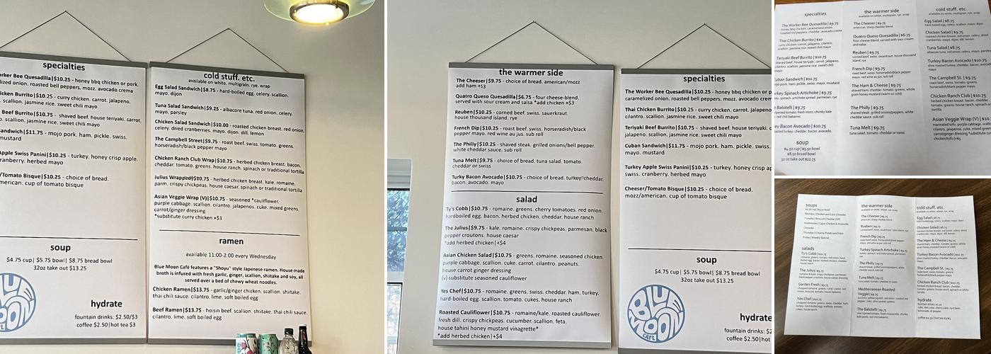 Blue Moon Cafe Menu