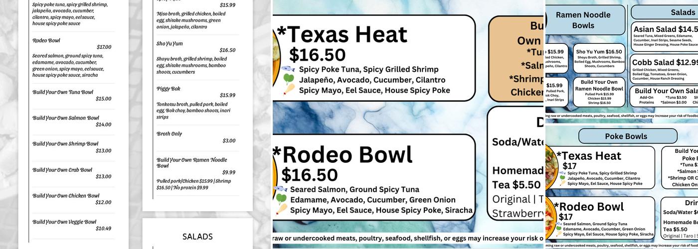 Daniel's Poke and Ramen Menu