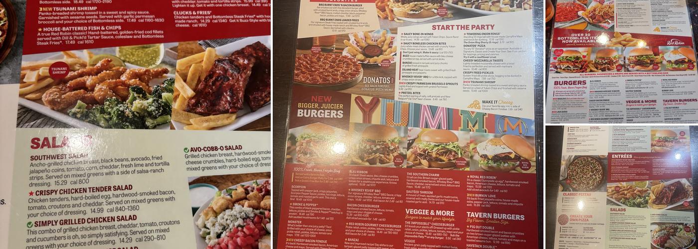 Red Robin Gourmet Burgers and Brews Menu