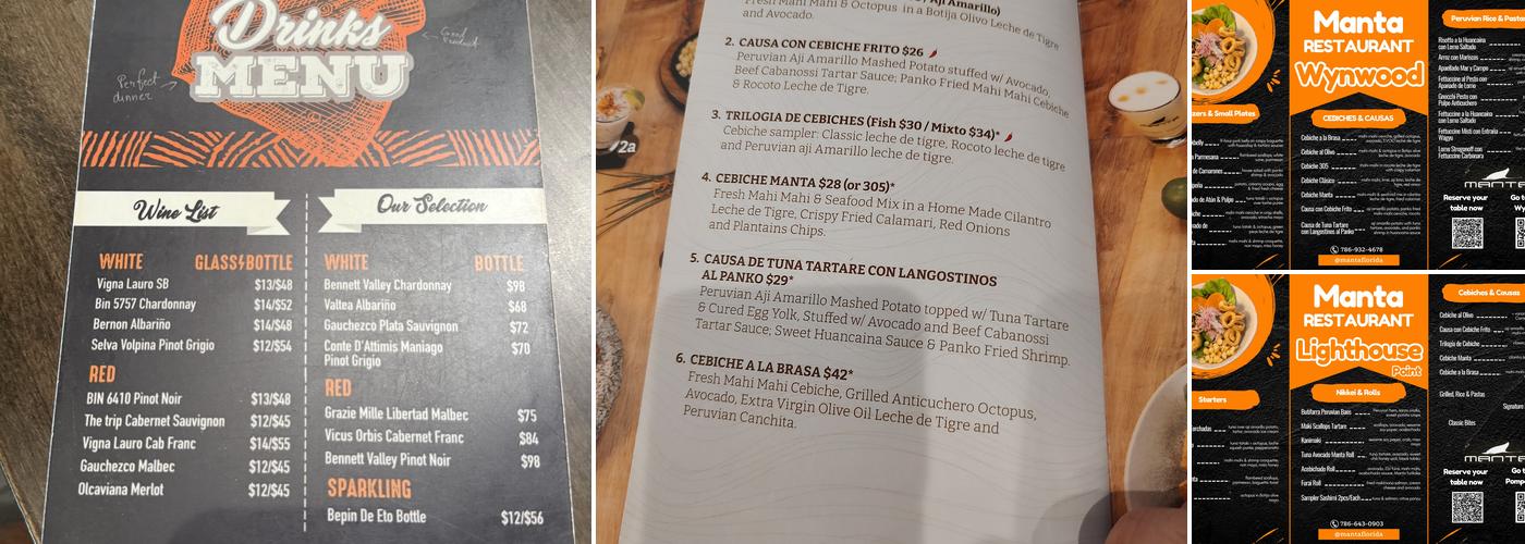 Manta Lighthouse-Point Menu