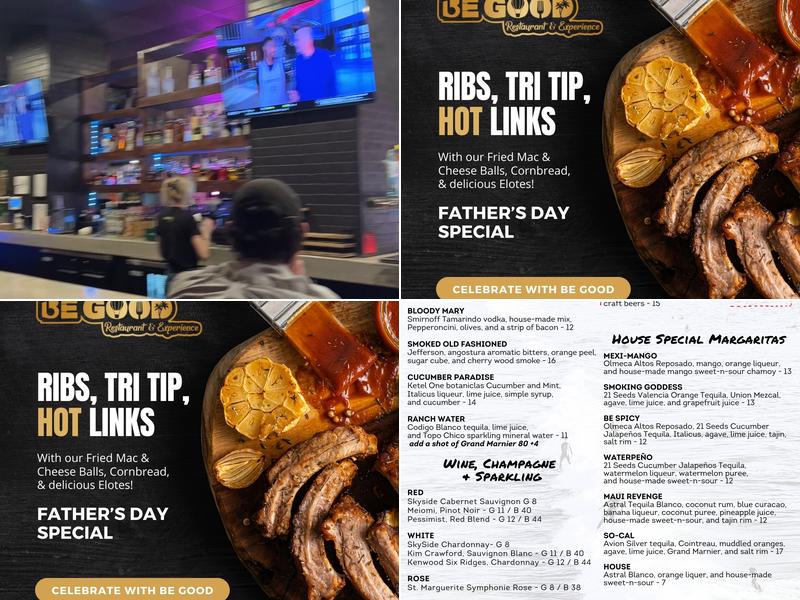 Be Good Restaurant & Experience - Huntington Beach Menu