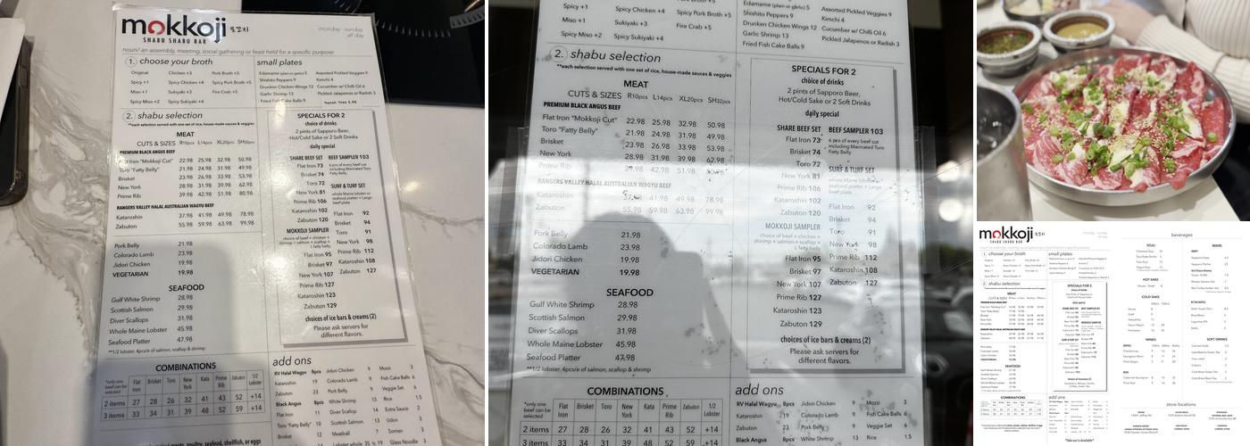 Mokkoji Shabu Shabu Bar Menu