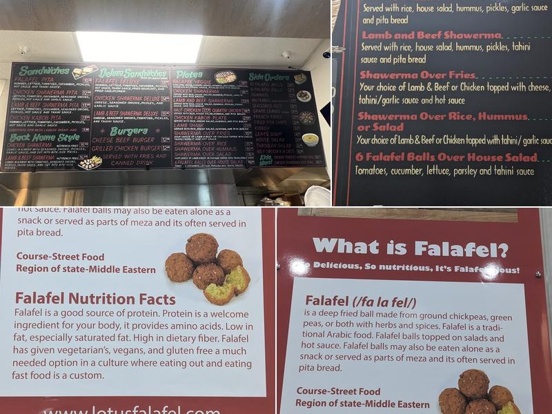 Lotus Falafel and Shawarma - Burlingame Menu
