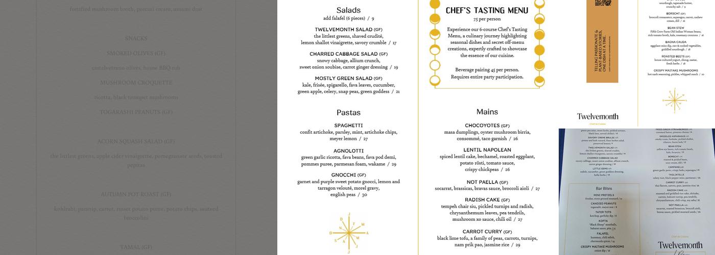 Twelvemonth Menu