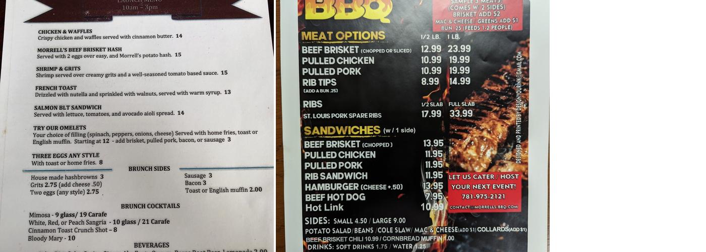 Morrell’s BBQ Menu