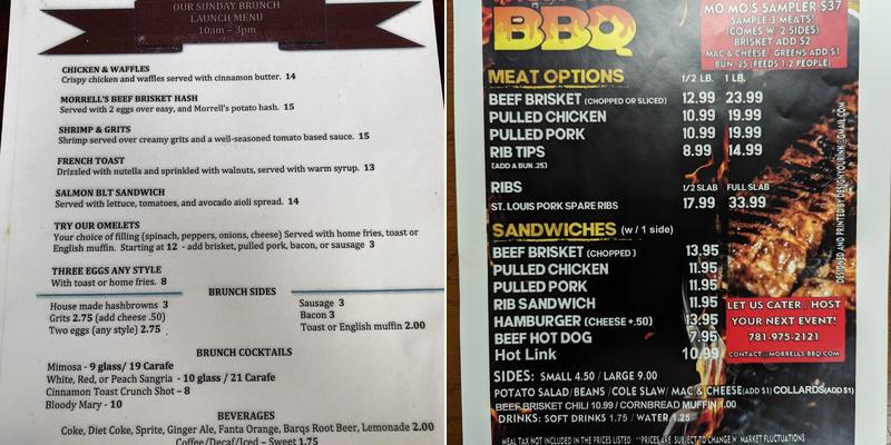Morrell’s BBQ Menu