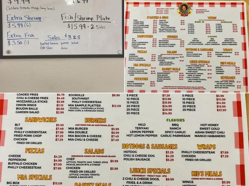 Mia's Daiquiris & Wings Menu