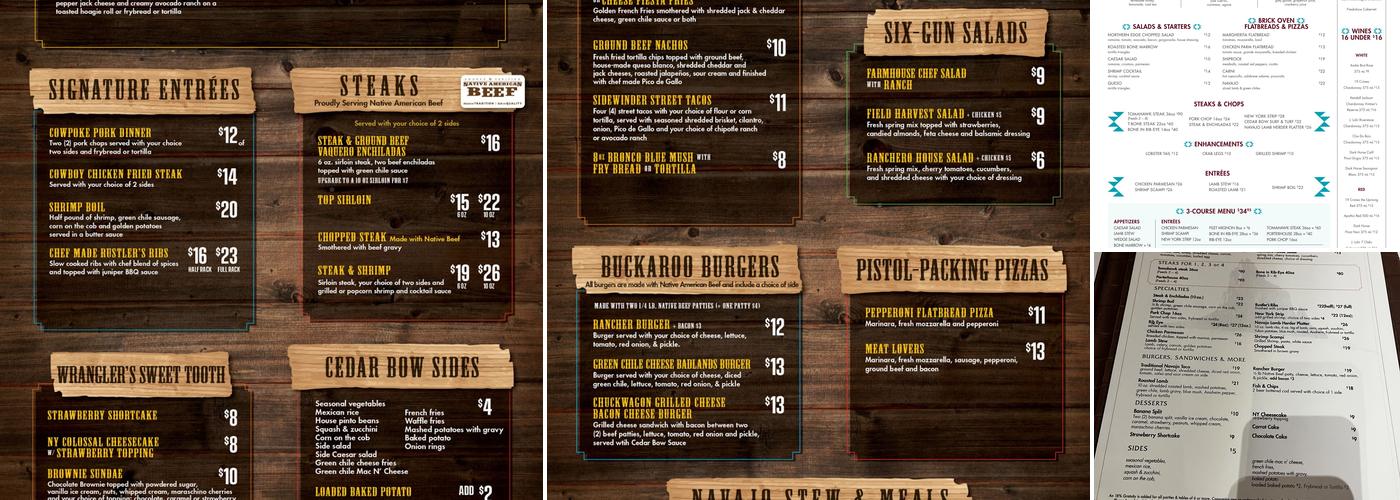 Cedar Bow Restaurant Menu