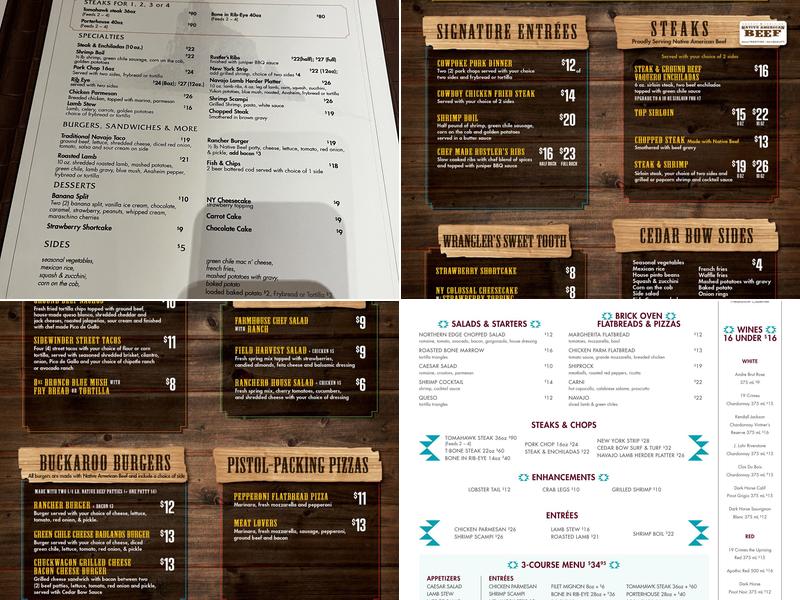 Cedar Bow Restaurant Menu