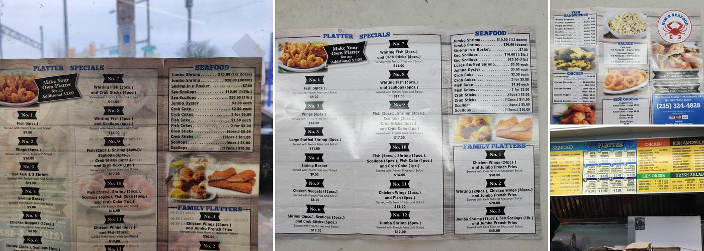 Kim's Seafood Menu