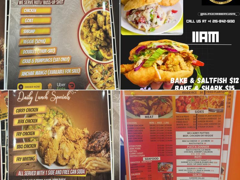 Solange Caribbean Cuisine Menu