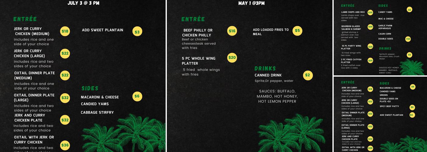 Jah'Kater Kitchen Menu