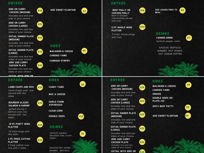 Jah'Kater Kitchen Menu