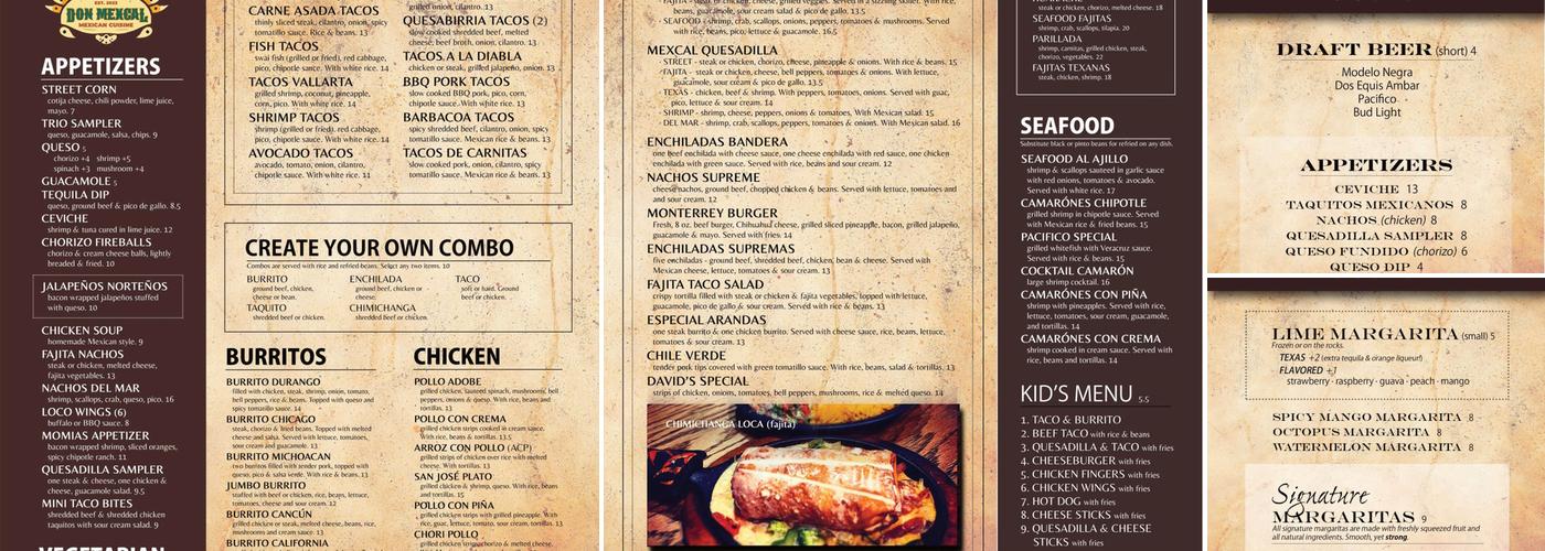 Don Mexcal Menu
