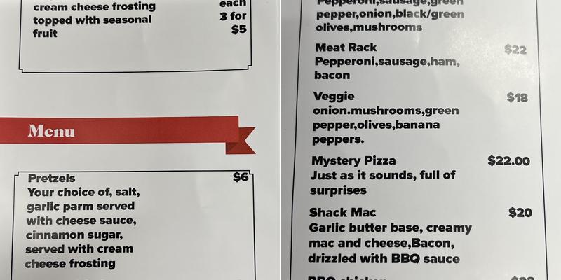 Smoke Stack Pizza Shack Menu