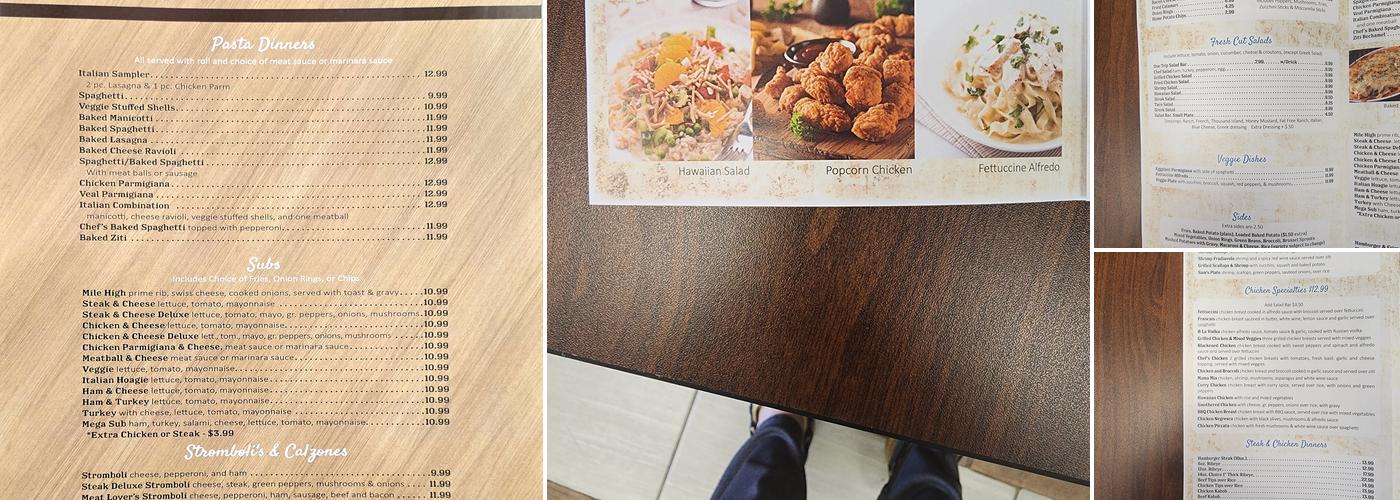 Chef Italian restaurant Menu