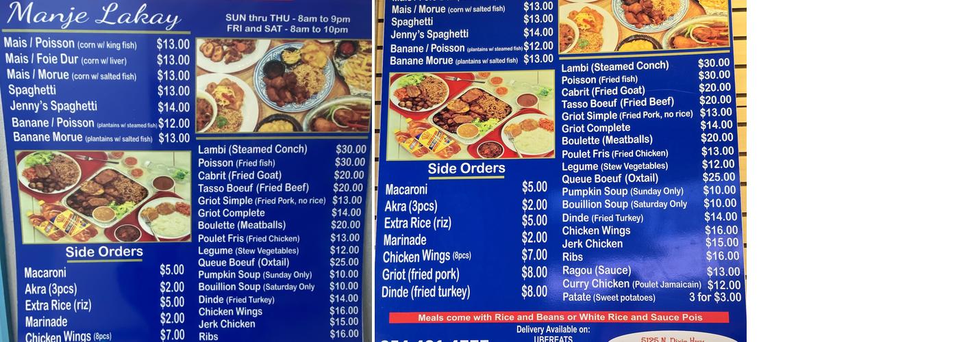 Island Fusion Cuisine Menu