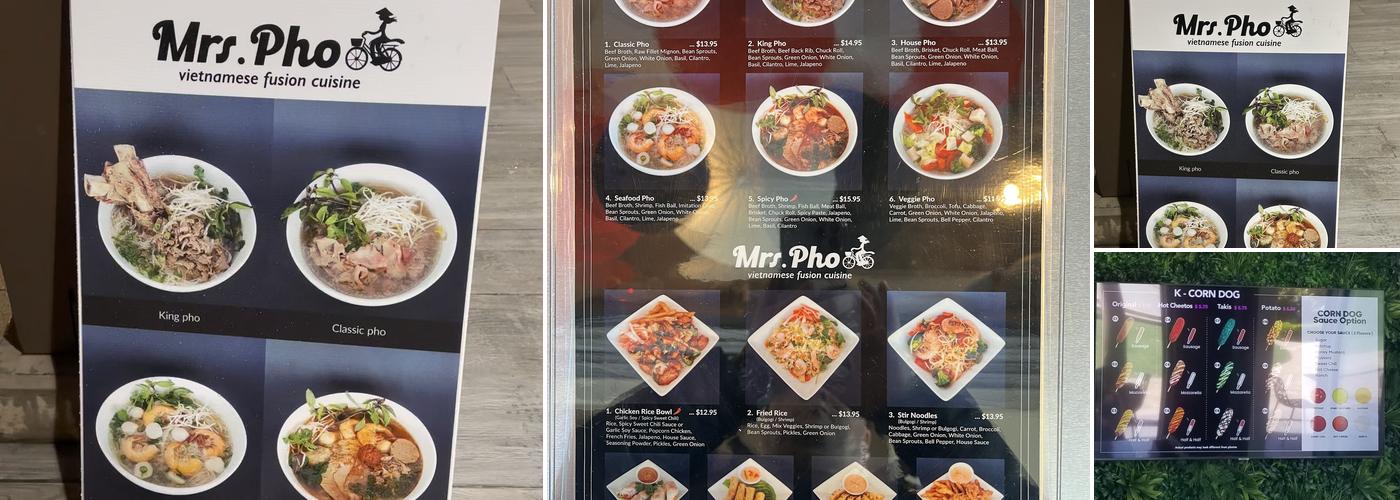 Mrs. Pho Menu