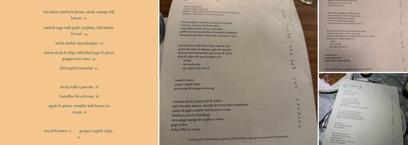 Lord’s Menu