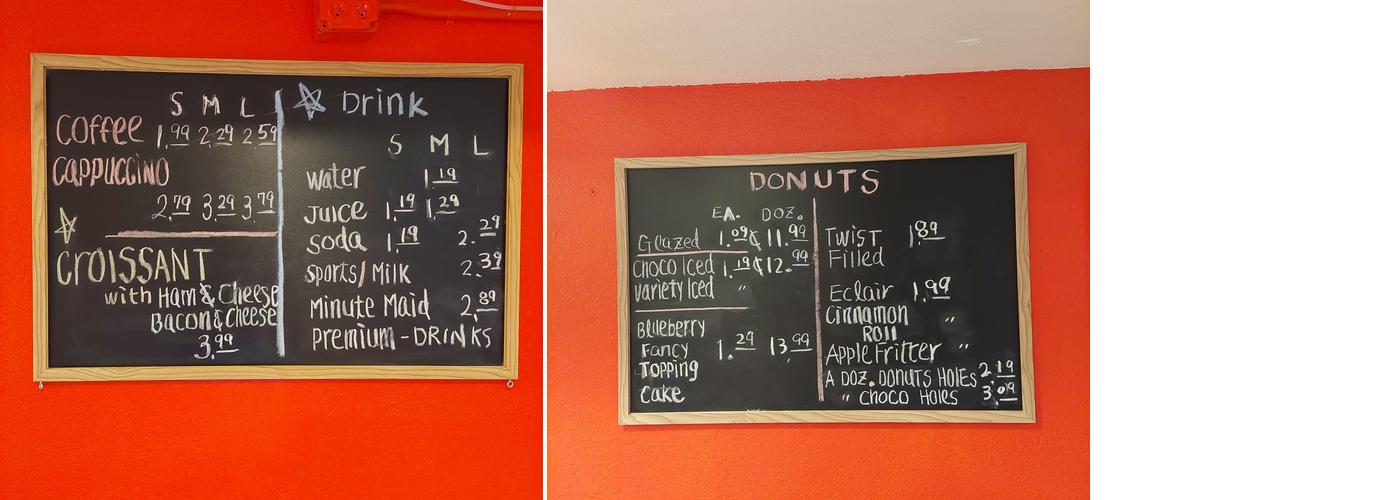 Jack's North Hi Donuts Menu