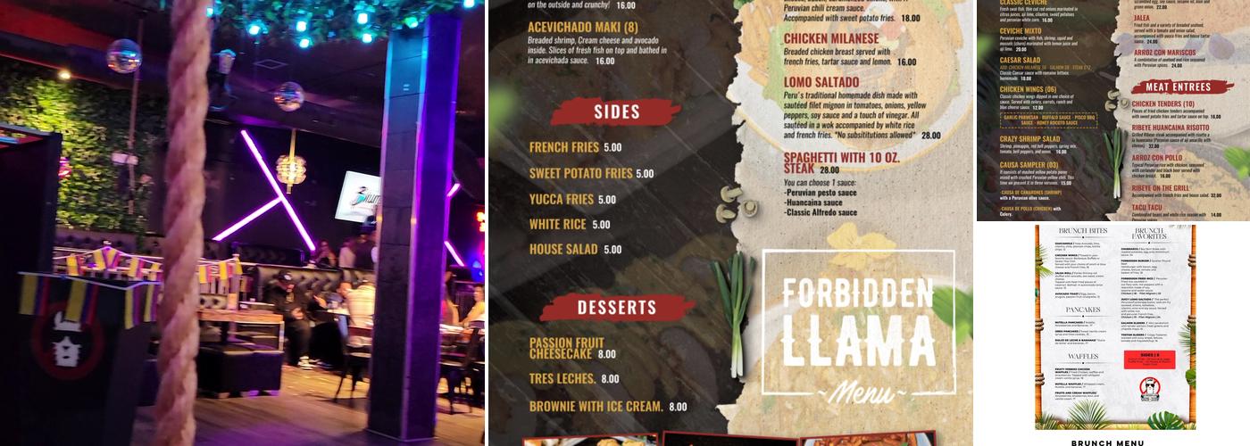 The Forbidden Llama Menu