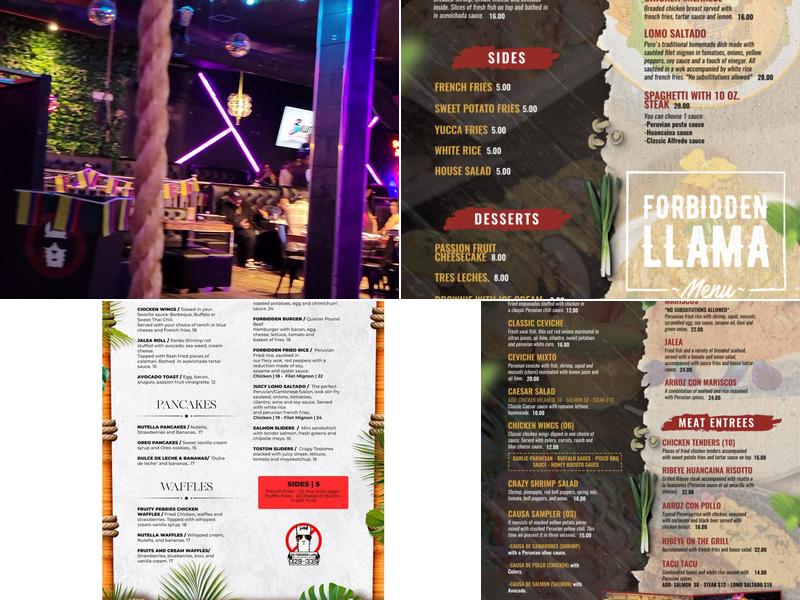 The Forbidden Llama Menu