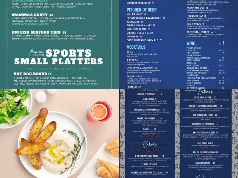 Big Fish Lounge at Alice's Menu