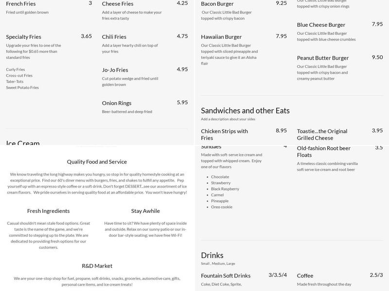 The Burger Deli Menu