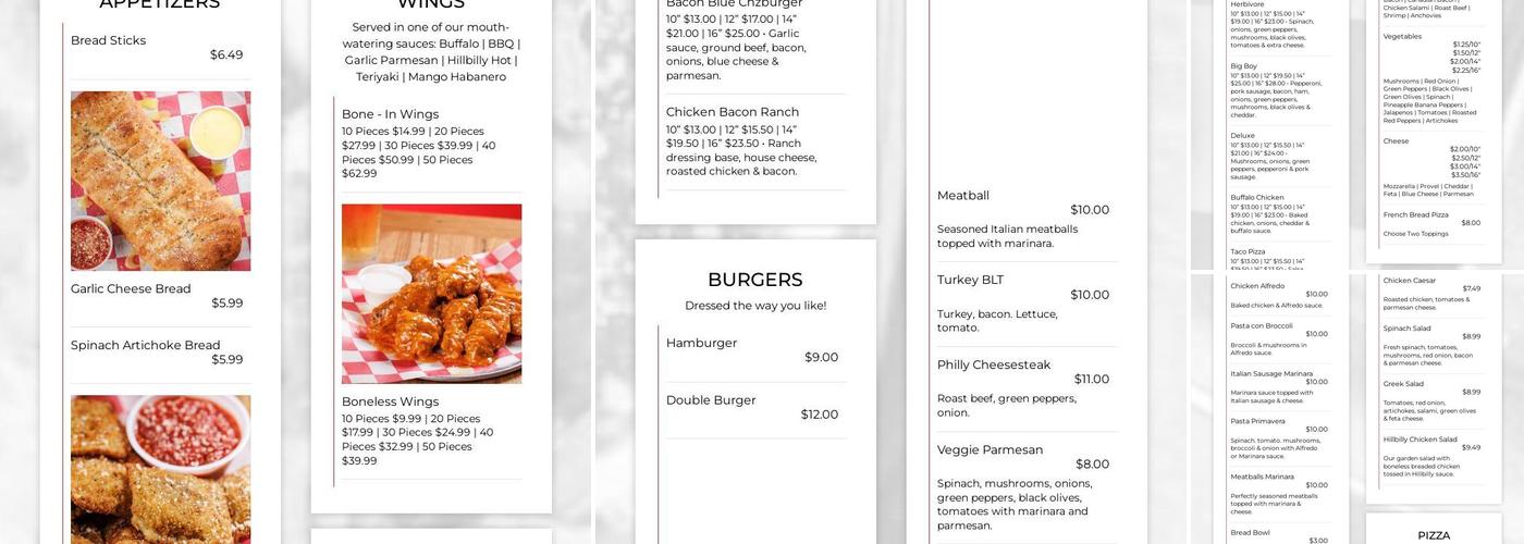 Saucy's Pizzeria - High Ridge Menu