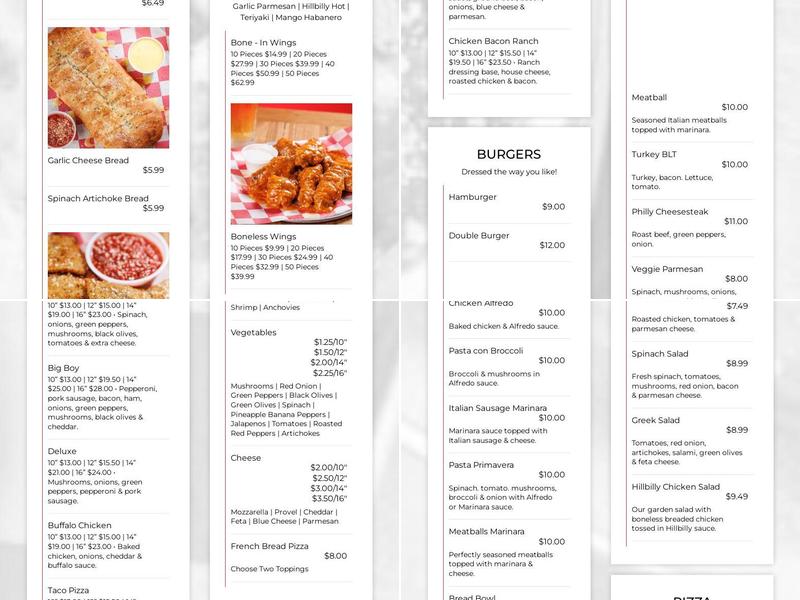 Saucy's Pizzeria - High Ridge Menu