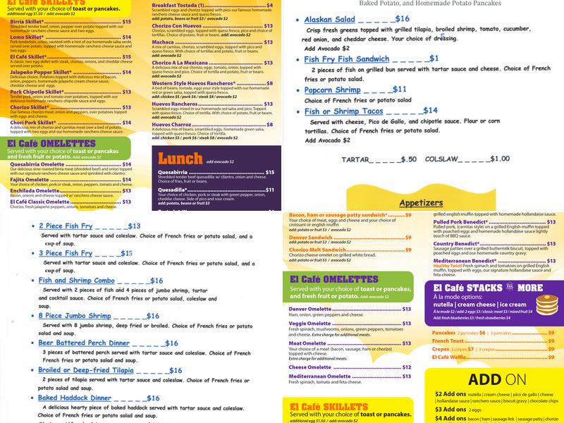 El Cafe´ Menu