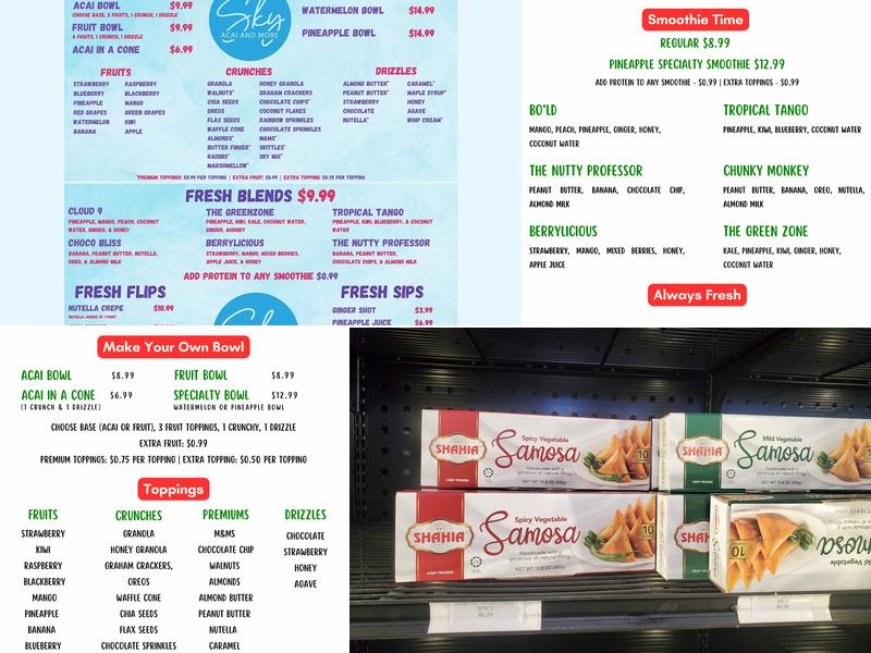 Sky Acai & More Menu